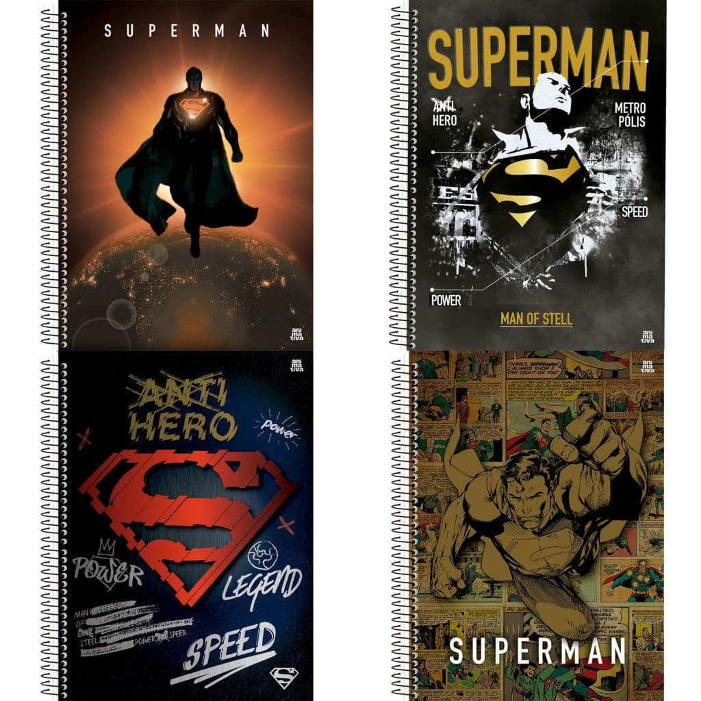 Caderno Universitário capa dura 200 x 275mm 80 folhas Superman Animativa