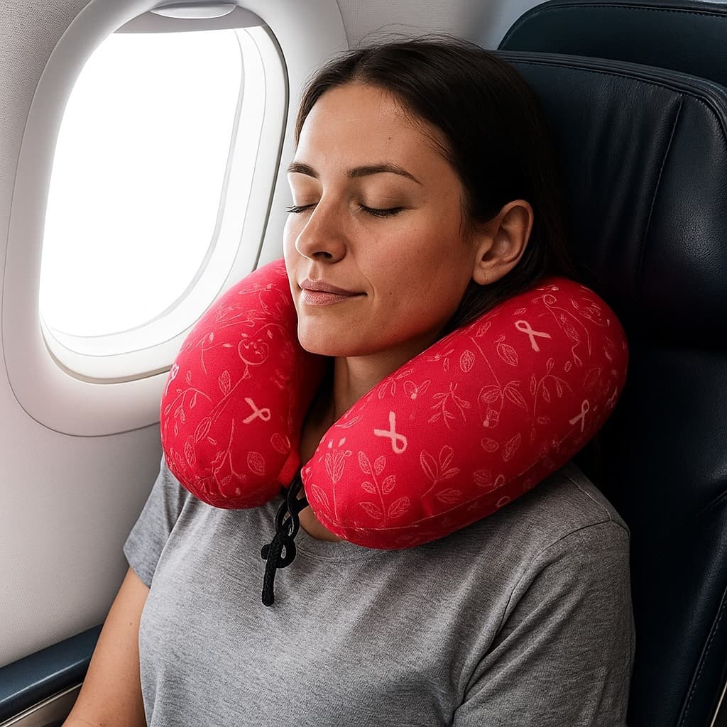 Neck Pillow Rosa Perfetto Edição Outubro Rosa Conforto Total Para Viagens e Descanso