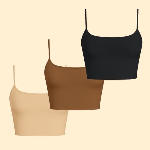 Kit 3 Top Cropped Feminino Alça Fina  Blusinha  Forro Duplo Tecido Suplex