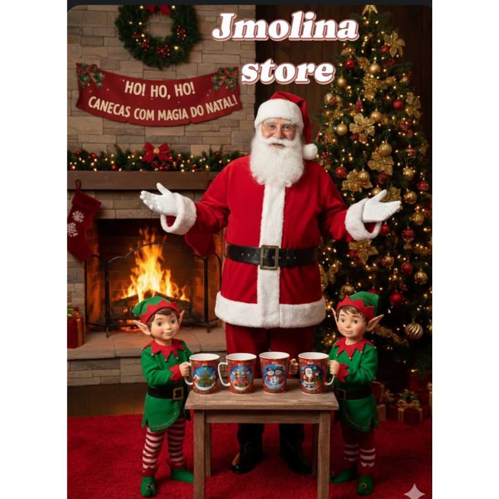 Caneca Natal- Plástica - Conj.. 12 Pçs - Decoração Natalina - 430 ML - Lembrancinha Natal