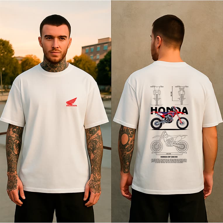 Camiseta Masculina Estampada,Moto Modelo Honda Design,Camiseta de algodão confortável para o dia a dia-Envio imediato