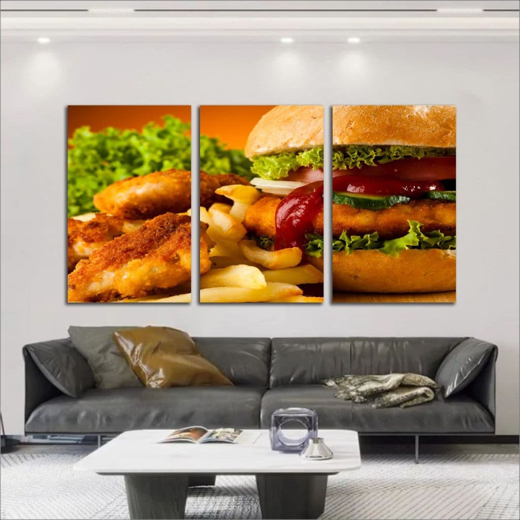 Kit Quadros Decorativos Hambúrguer Gourmet Lanchonete hamburgueria lanche