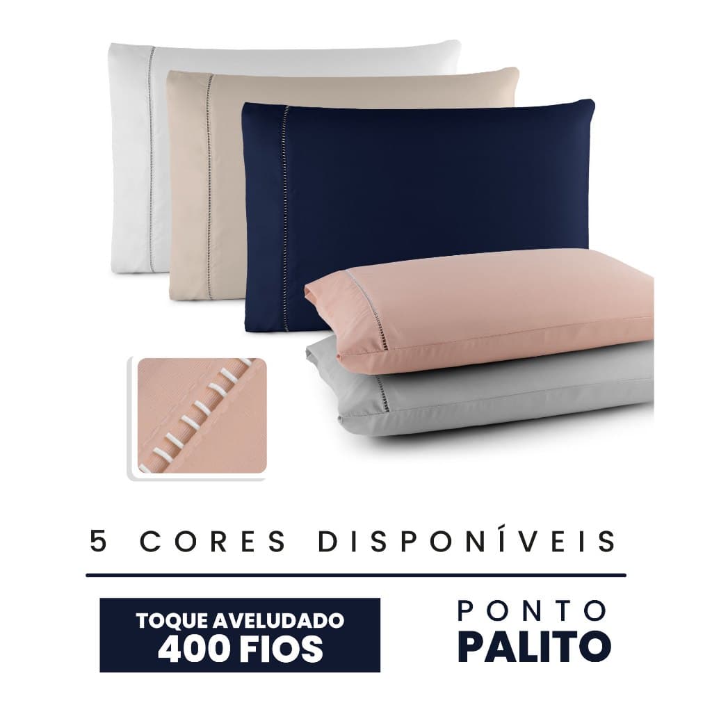 2 Fronhas Ponto Palito 400 Fios MICROPERCAL Macia SECA RÁPIDO Não Amassa
