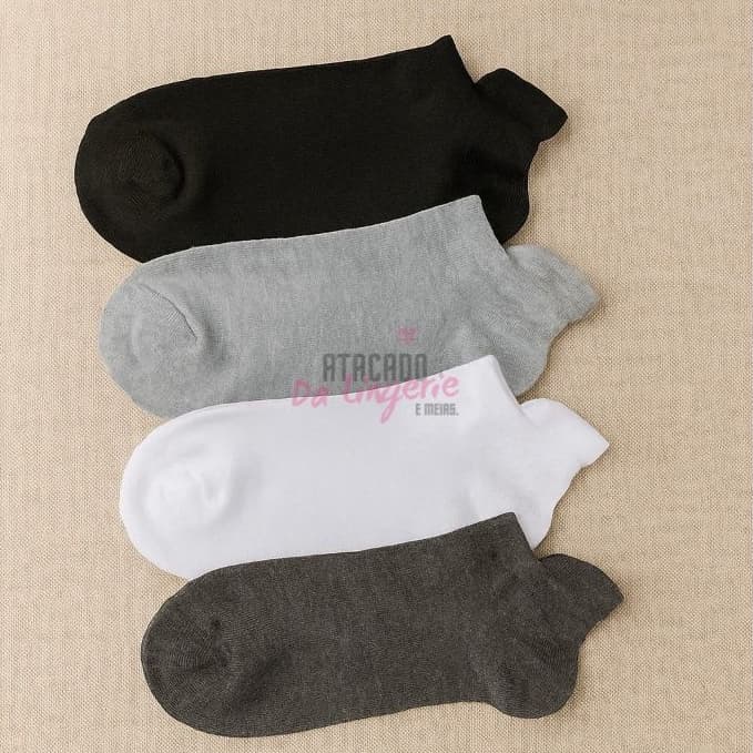 Kit 6 Pares Meia Soquete Cano Curto Com Proteção de Calcanhar Conforto Moda Unissex Casual
