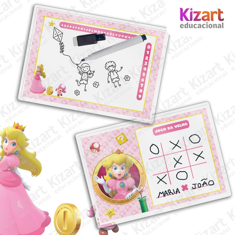 15 Lousa Mágica + Caneta Com Apagador Lembrancinha Festa Infantil Tema Princesa Peach