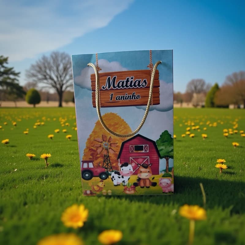 SACOLA PERSONALIZADA FAZENDINHA FESTA INFANTIL