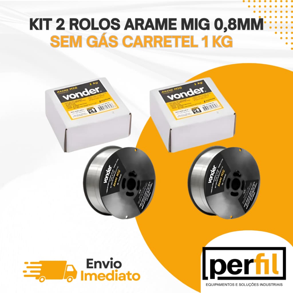 Kit 2 Arames Solda Mig Revestido Para Uso Sem Gás 0,8mm 1kg Vonder