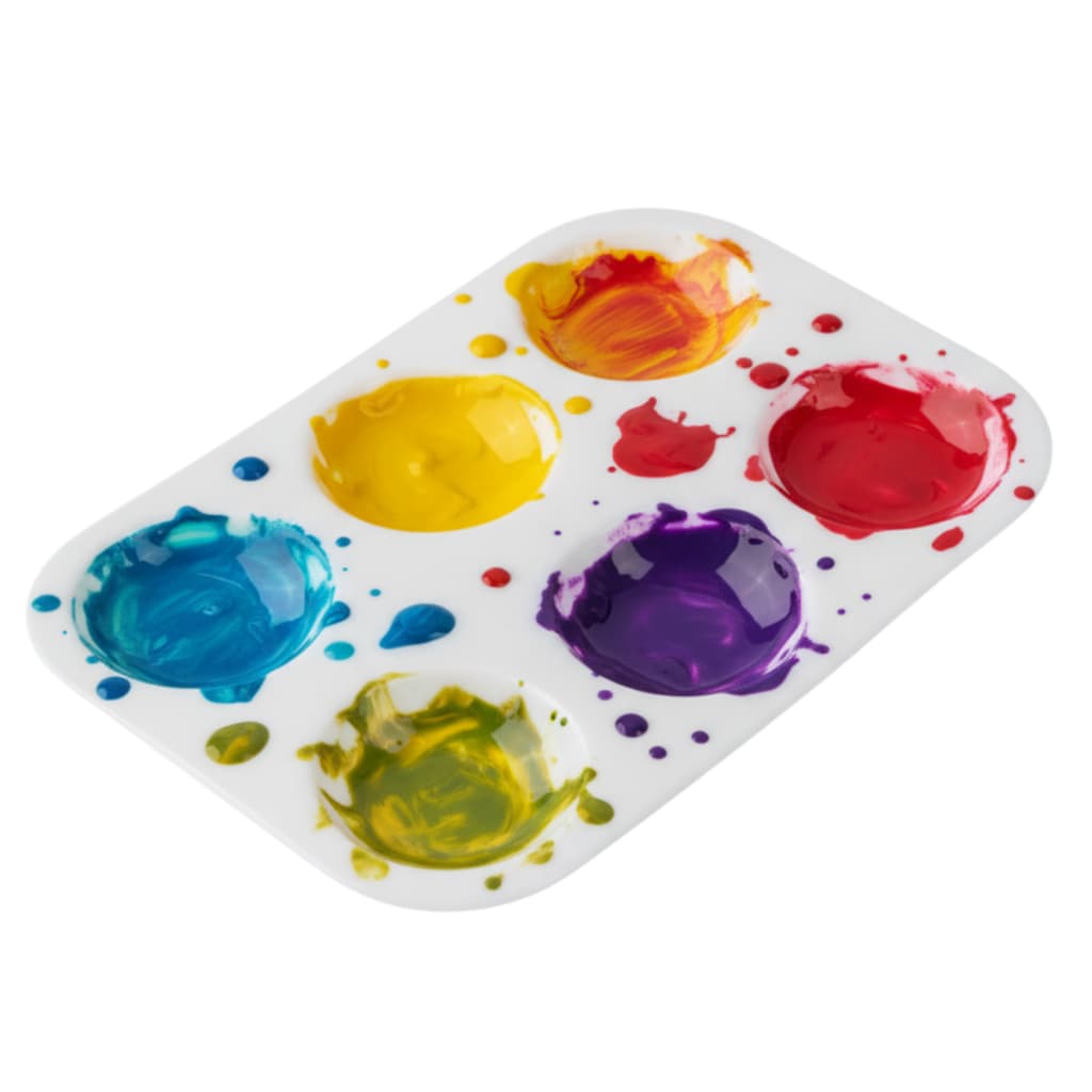 Paleta Godê Para Tintas Retangular Com 6 Cavidades