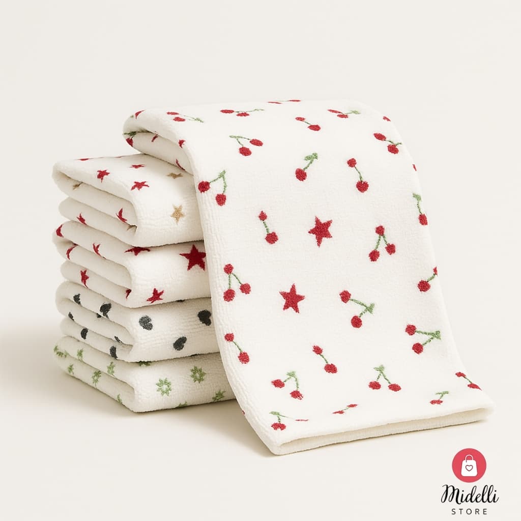 Kit 5 Panos De Copa Microfibra Toalha Estampada Cozinha 35x60