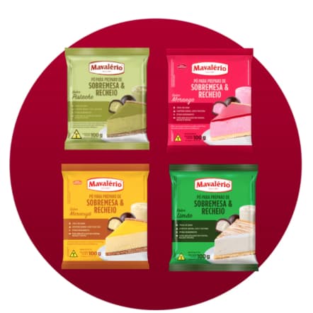 Pó de Preparo Mavalério Diversos Sabores para Sobremesa Sorvete e Mousse
