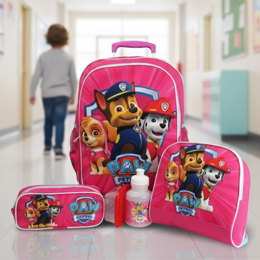 Kit Mochila Patrulha Canina Rodinhas Lancheira Térmica e Estojo Tam G