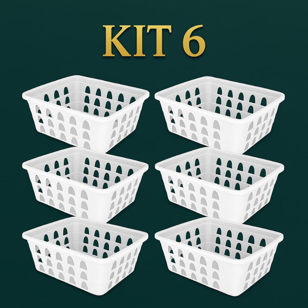 Kit 6 Cestos Organizadores Multiuso Branco 16x12x6Cm