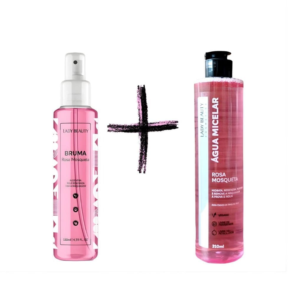 Kit Bruma Rosa Mosqueta Fixadora Refrescante + Água Micelar Rosa Mosqueta Skin Care - Lady Beauty