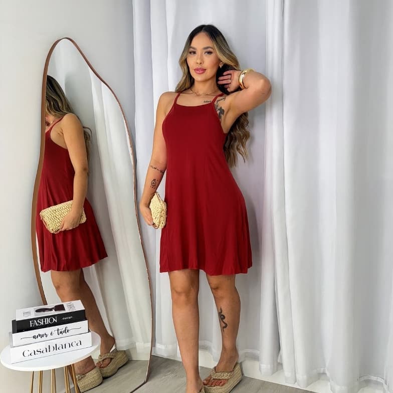 Vestido Casual com Bolso Vestido de Alcinha Verão Praia Piscina Vestido Dia a Dia Vestido curto