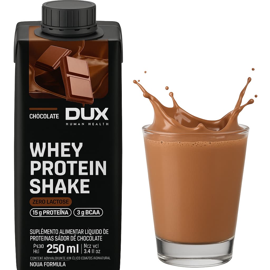 Whey Protein Shake Dux 250ml 15gr de Proteína por Caixinha Zero Lactose BCAA O Mais Completo