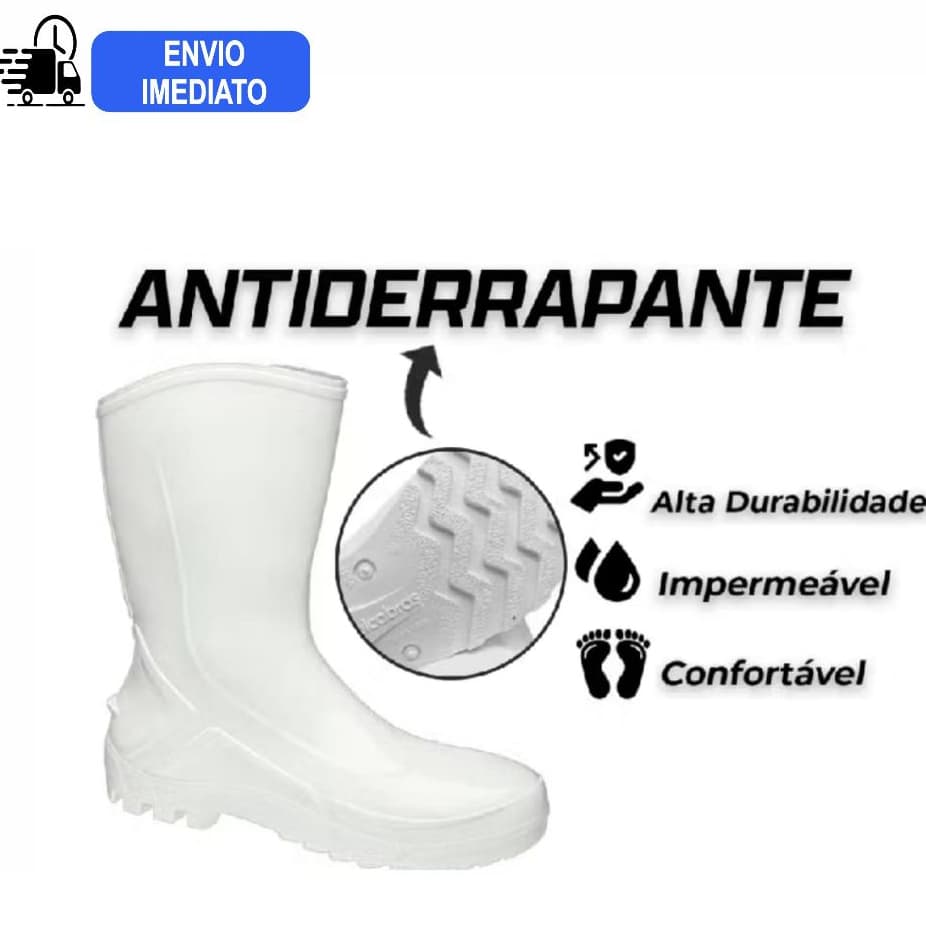 Bota Branca PVC Cano Médio - Marluvas Vulcaflex