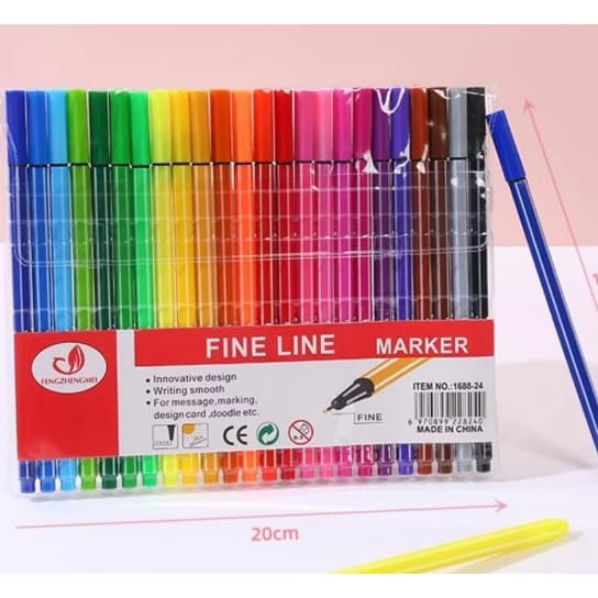 KIT COM 12/24/36/48 dake papelaria Canetas Coloridas Fine Line Ponta Fina 0.4 mm 1ª Linha