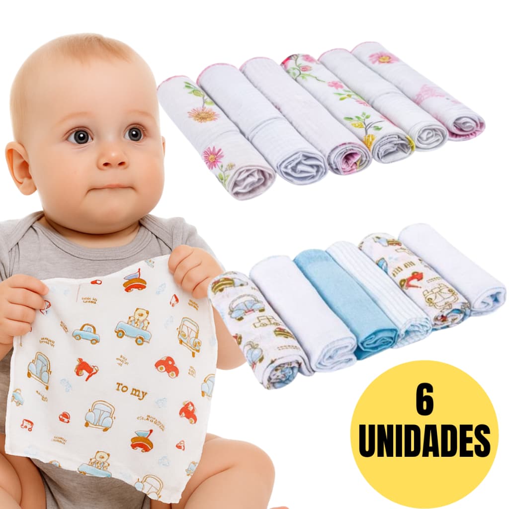 kit 6 paninho de boca babete barato enxoval de bebê
