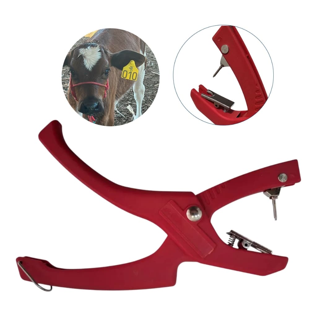 Aplicador De Brinco Animal Alicate Furador Marcador Gado Boi Bovino Rebanho Nylon Agulha Retrátil