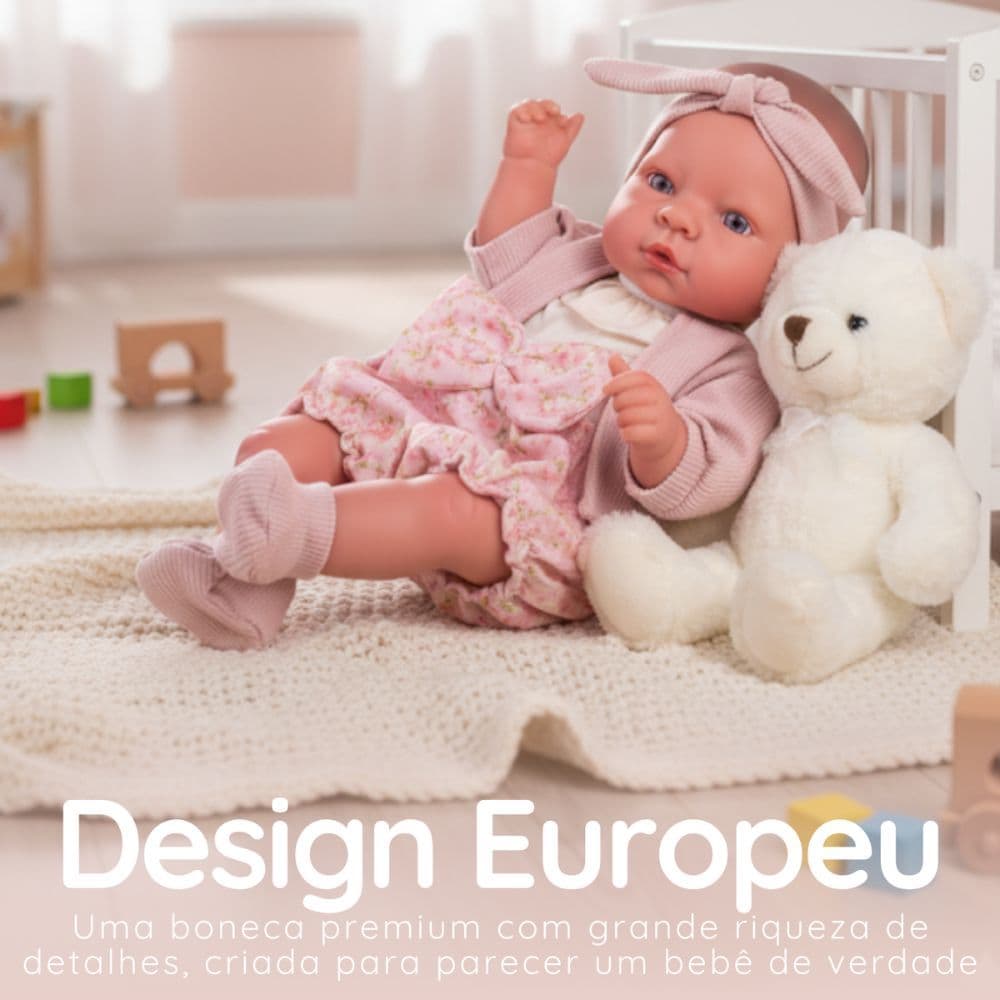 Boneca Reborn Realista Cheirinho de Bebê Premium Pesadinha, Vinil Macio C/ Roupinha e Manta Reborn