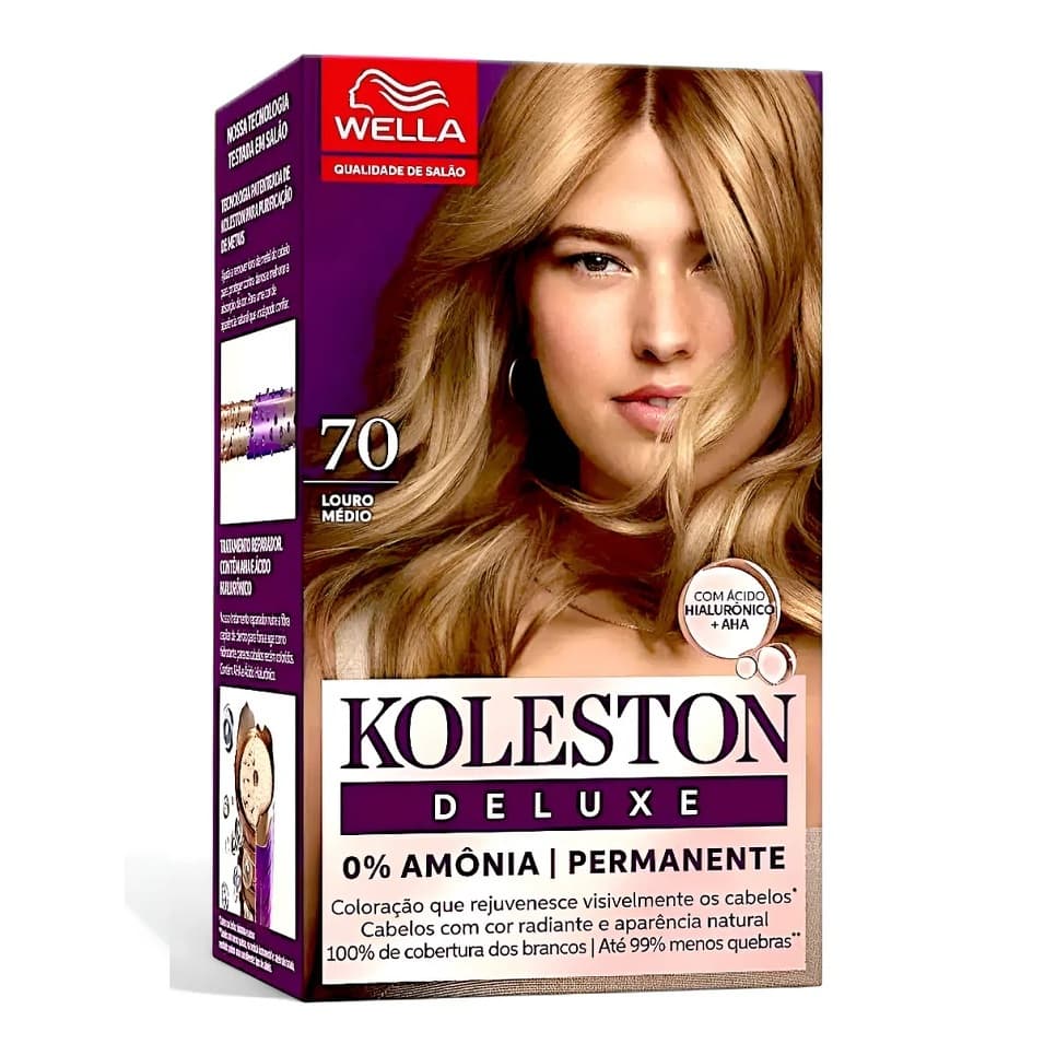 COLORAÇÃO KOLESTON DELUXE 70 LOURO MÉDIO 0% AMÔNIA