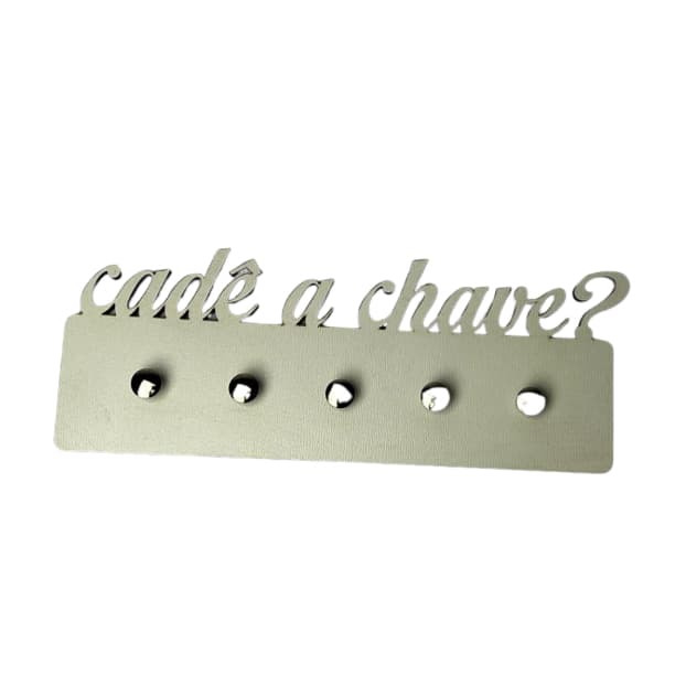 Porta Chaves Cade a Chave MDF Branco Fixação Fita Dupla Face Sem Furo Parede Decoração Cadê a Chave?