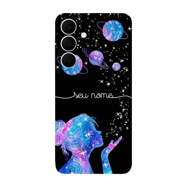 Capinha para Samsung S25 FE Anti Impacto Personalizada - Menina Universo com nome manuscrito