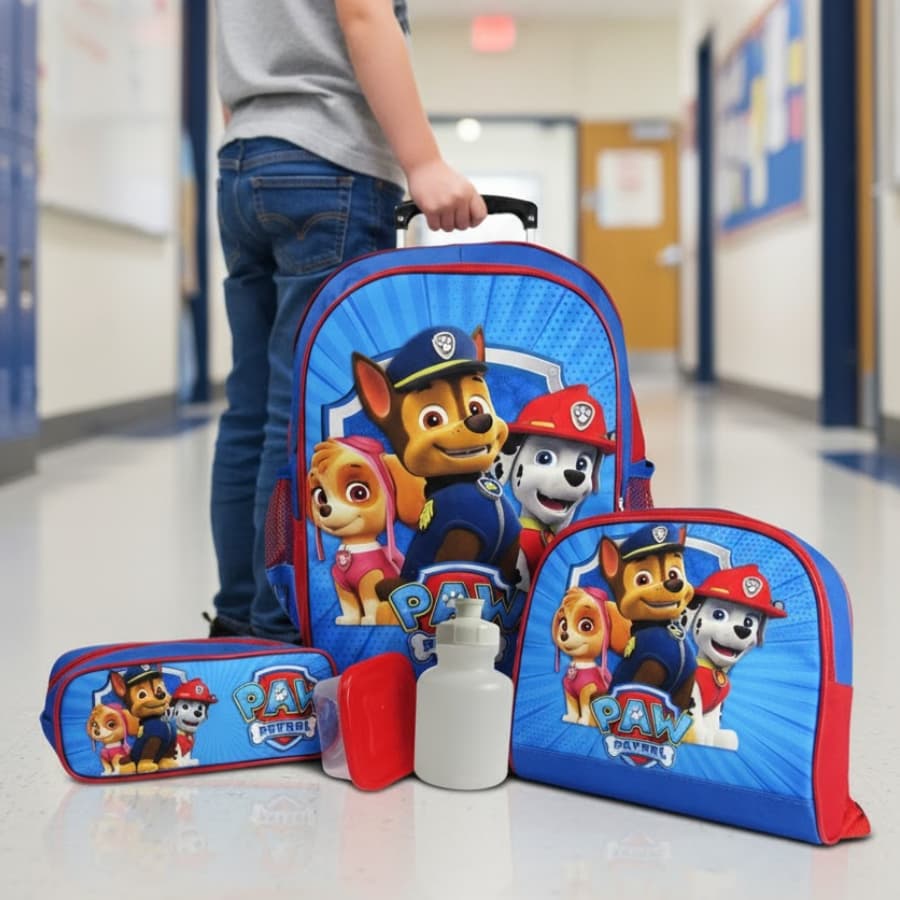 Kit Mochila Patrulha Canina Rodinhas Tam M Lancheira Térmica e Estojo
