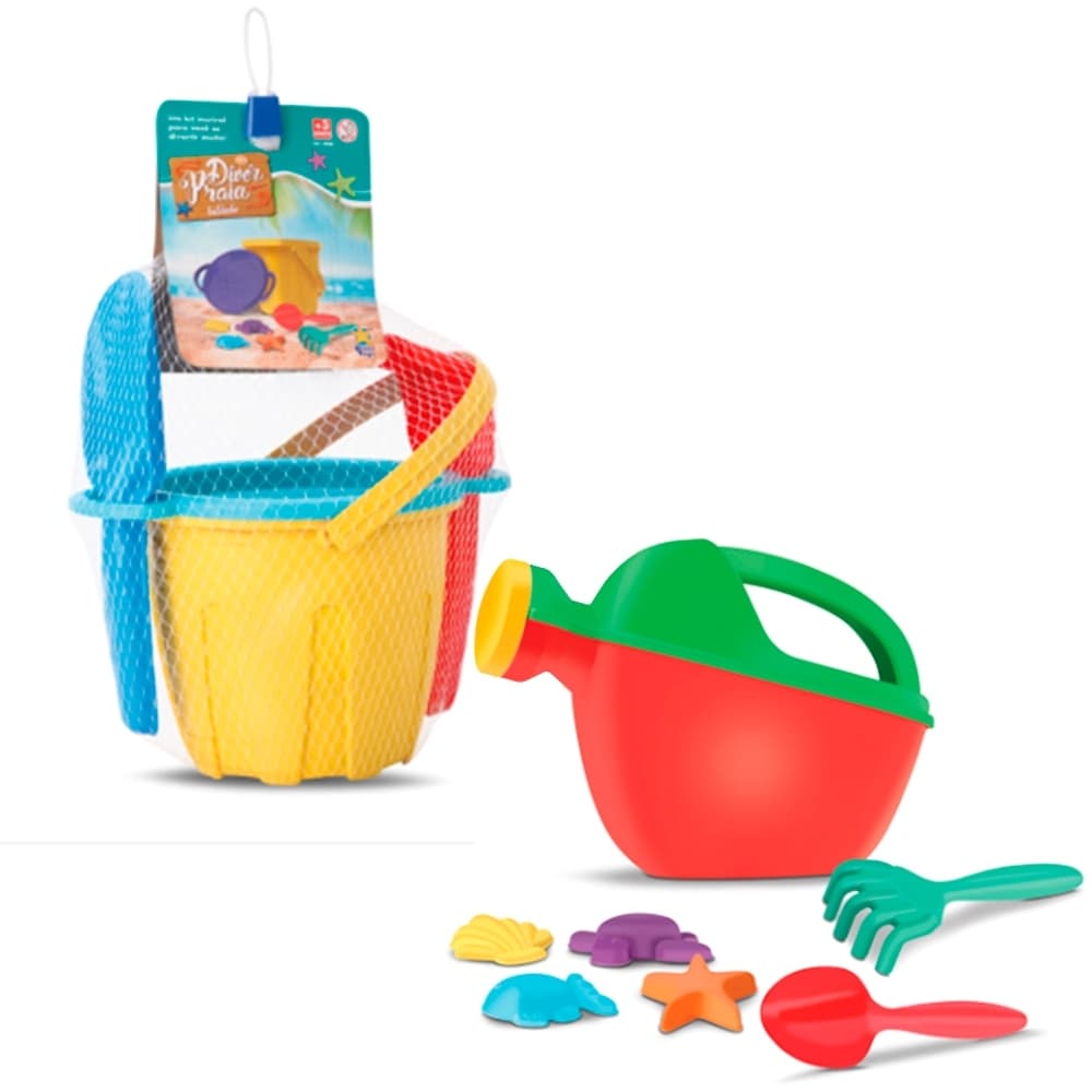 Kit De Praia Baldinho E Regador Infantil Diver Praia - Divertoys