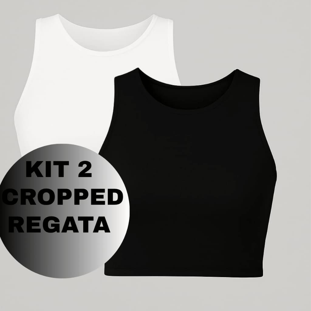 Kit 2 Cropped Feminino Regata Liso Micropremium Para academia-Festas Verão Forro Duplo Premium