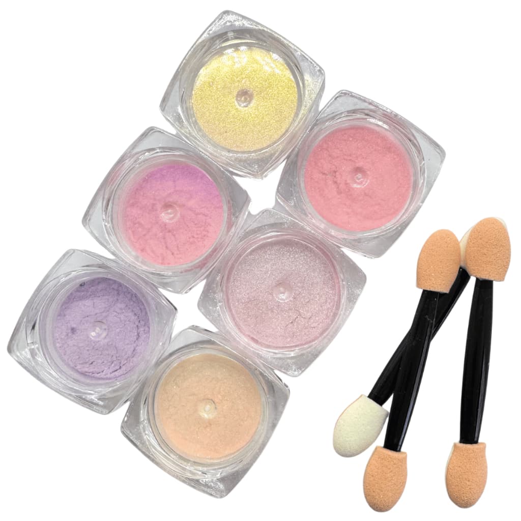 Kit 6 Glitter Pó Asa de Borboleta Holográfico Para Unha Decoração de Unha Make Artesanato decoração