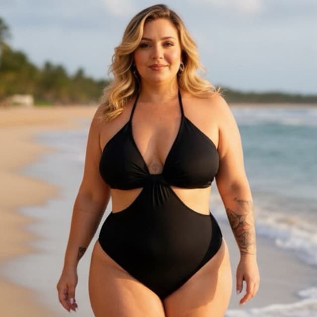 Body Maio Feminino plus size hot pant bory frente unica Mada Praia e Piscina