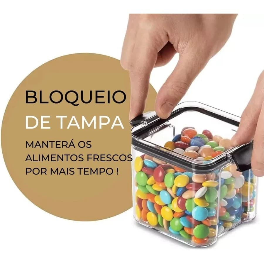 Kit-700MLMonte seu Pote Hermético para Mantimentos de Cozinha Dispensa Armário Plástico