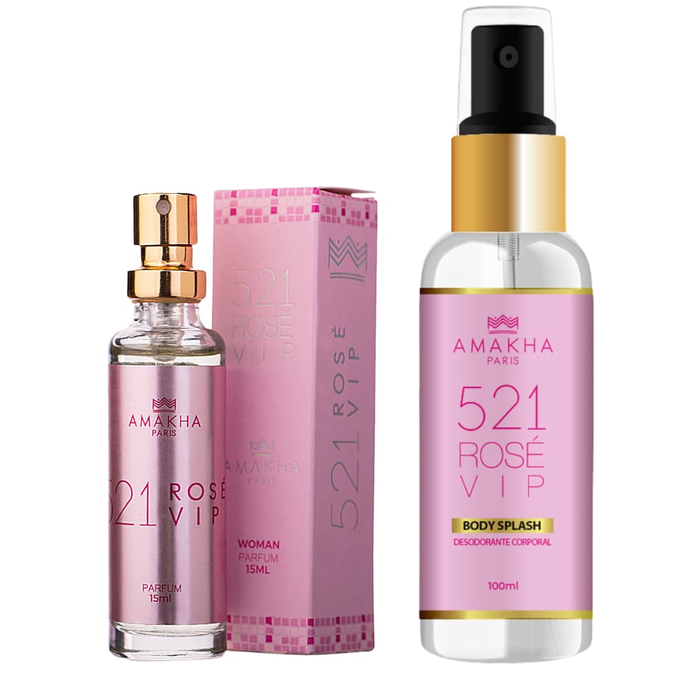 Kit Body Splash e Perfume 521 Rosé Amakha Paris Árabe Feminino