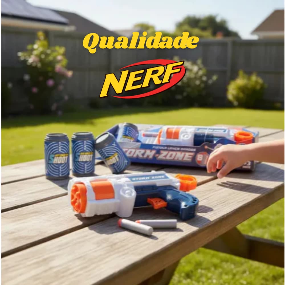 Arminha de Brinquedo Lança Dardos + Alvos | Tipo Nerf Infantil 12 Peças - Potente e Segura | Arma Pistola Brinquedo