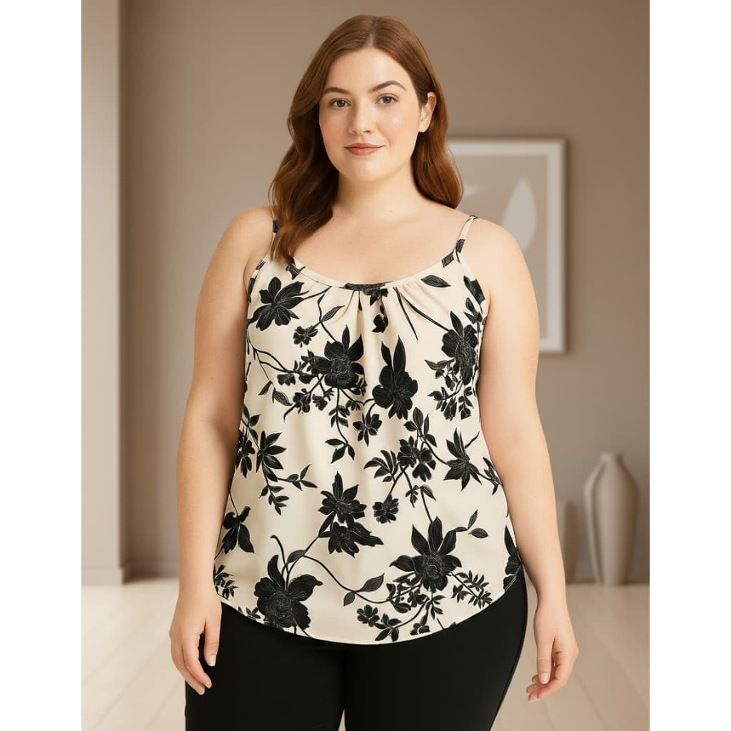 Regata Feminina Plus Size Blusinha Estilo Casual Verão Tendência Confortável