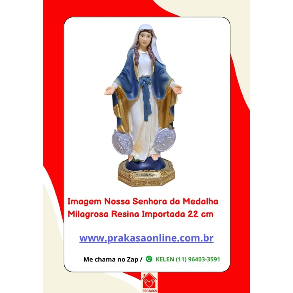 Imagem Nossa Senhora da Medalha Milagrosa Resina Importada