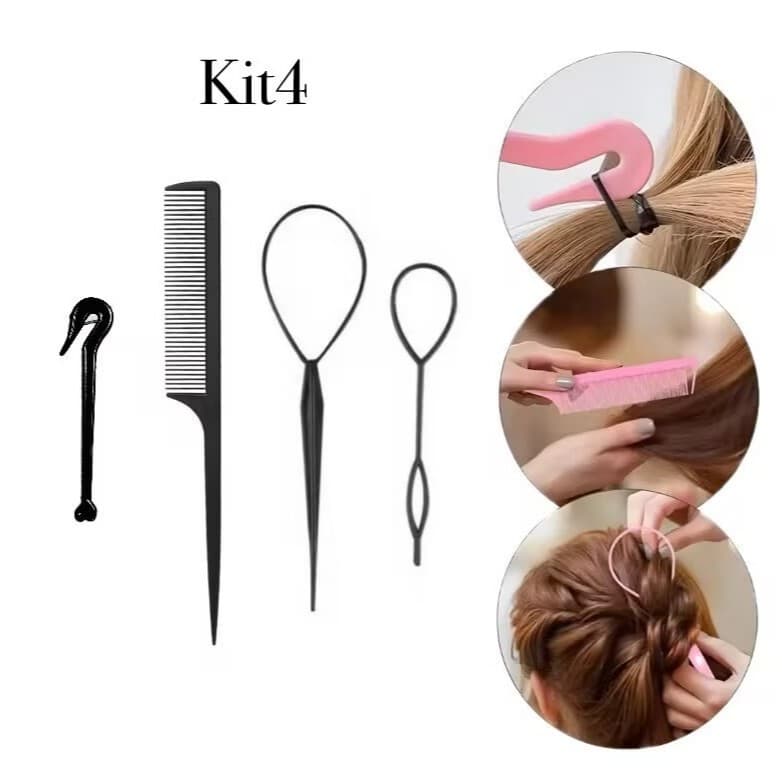 Kit 4/8/12unidades Peças Ferramenta para Cabelo Trançado para Crianças com Cortador de Elástico