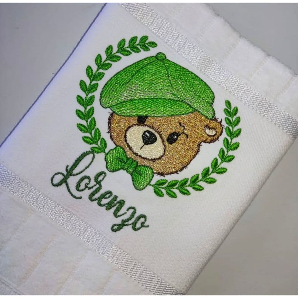 Toalha de Lavabo Bordada Personalizada - Ursinho