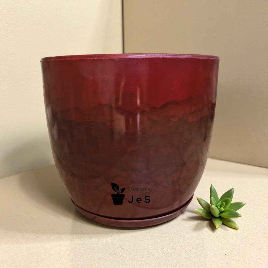 Vaso Decorativo Bojo Marmorizado Para Plantas ou Frutiferas Premium A32xL36xF26cm (COM PRATO)