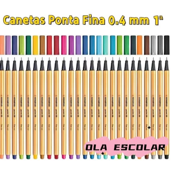 KIT COM 12/24/36/48/60 dake papelaria Canetas Coloridas e  amarelo e preto  Fine Line Ponta Fina 0.4 mm 1ª Linha