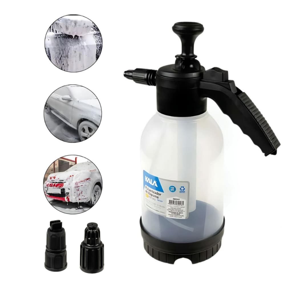 PULVERIZADOR DE ESPUMA E JATO D'AGUA - SNOW FOAM MANUAL 2L - LAVA CARRO E MOTOS - PULVERIZA JARDIM (COPO RESISTENTE)