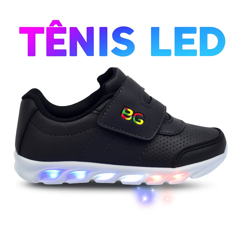 Tenis Infantil LED Menino Menina Luzinhas Casual Escolar Sem Cadarço Calce Facil Tênis Caminhada