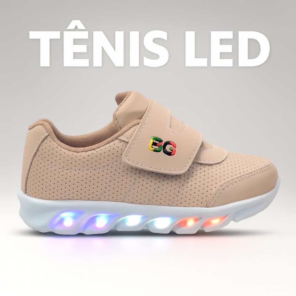 Tenis Menina Menino LED Infantil Confortável Macio Luzinha Sem Cadarço