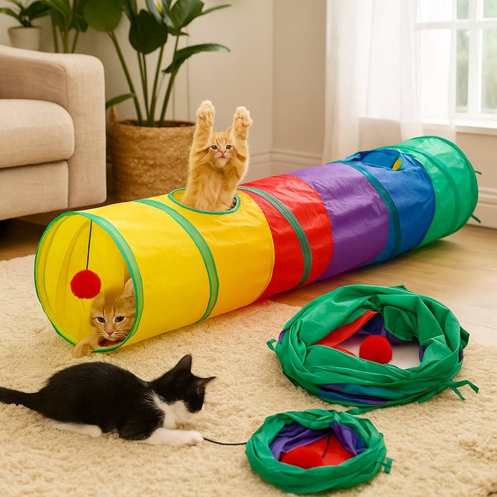 Brinquedo Interativo para Gatos Túnel Labirinto Colorido Diversão, Exercício para Seu Pet