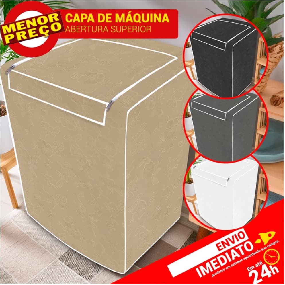Capa Maquina Lavar Ziper Brastemp Electrolux Consul Todas Marcas Modelos 9kg a 15kg - Envio em 24h