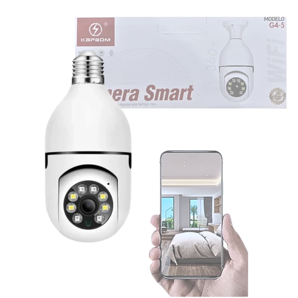Câmera Lâmpada Inteligente ERA Vision - Câmera Oculta 360° com Wi-Fi, Visão Noturna e App