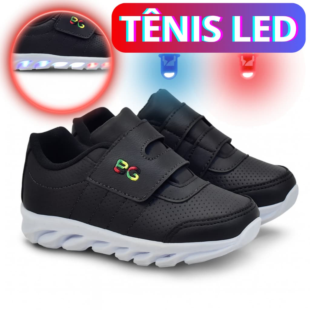 Tenis Menino LED Casual Tênis Menina Luzinha Sem Cadarço Confortavel Macio