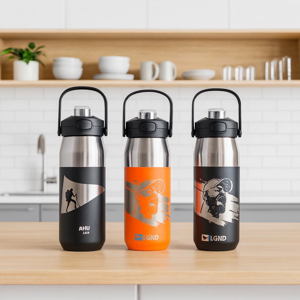 Garrafa Térmica 750ml Inox AHU Legendários Laranja Preta Bebida Quente Fria Esportiva Tampa Rosca