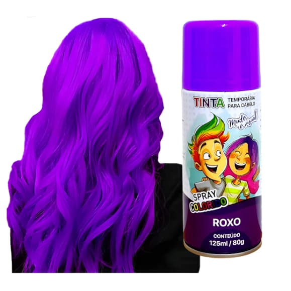 Tinta Spray Temporária Para Cabelo Maluco Lavável Infantil Roxo